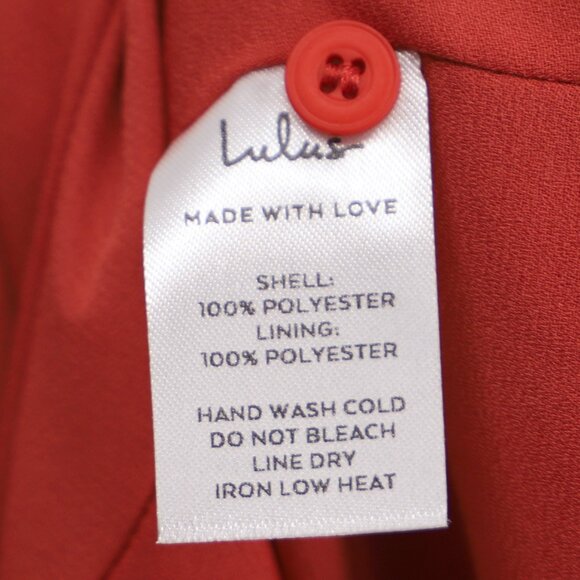 NWT LULUS Castana Rust Red Print Button-Up Mini Micro-Print Dress Size XL - Picture 9 of 9